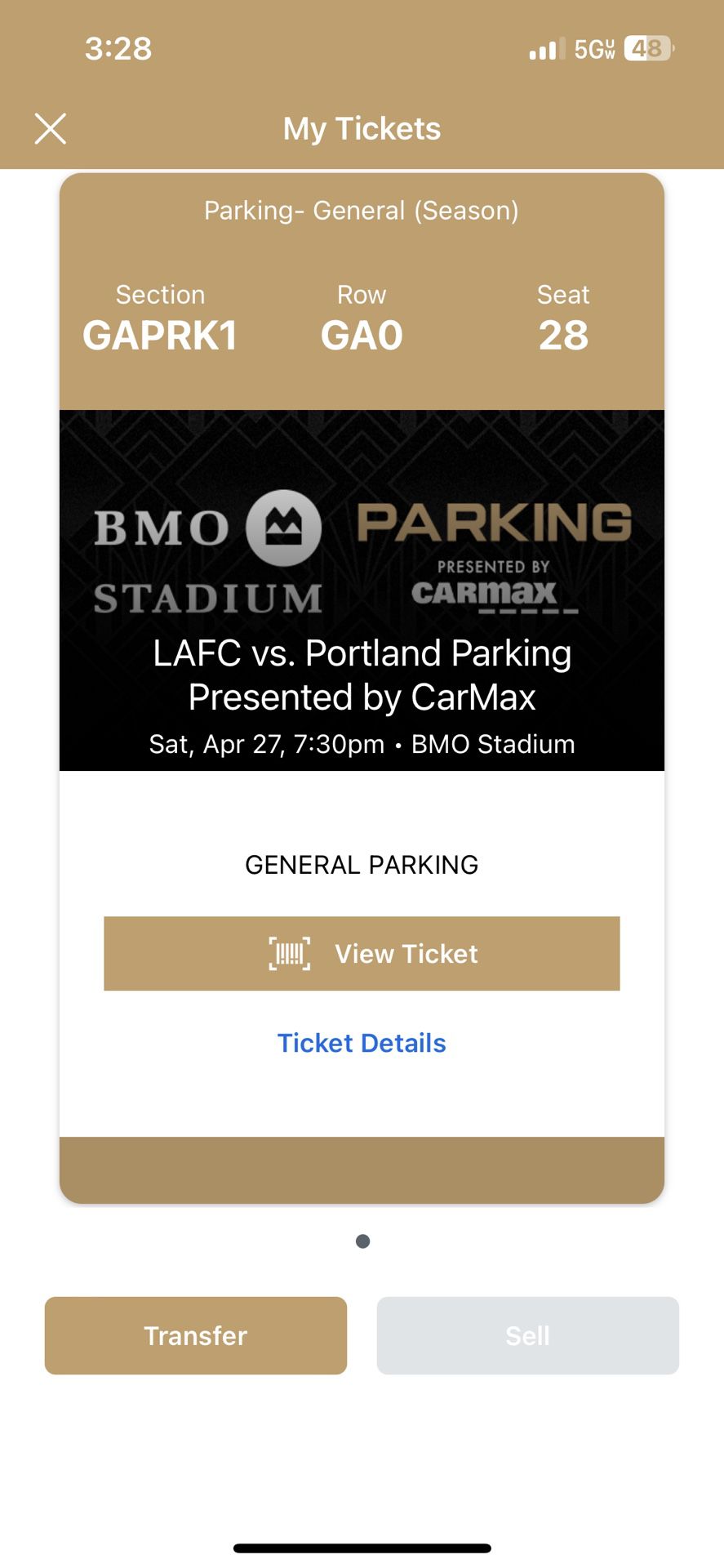 LAFC Day GA Parking pass 4/27/24