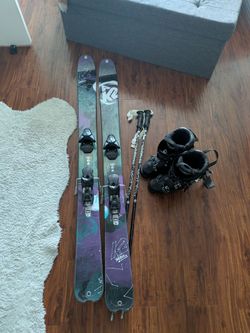 Skis, bindings, boots, poles full package