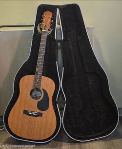 Epiphone PR-200 Acoustic Guitar  W/ Hard Case & Shoulder Strap Beginner 1991