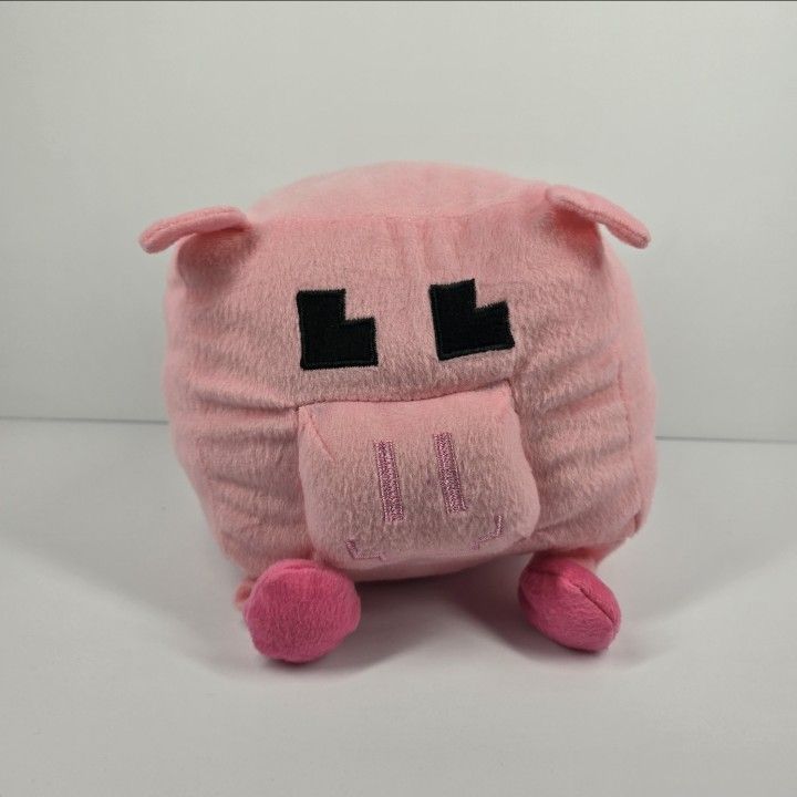Nanco Pixel Pink Pig Minecraft Like Fun Express Plush Stuffed Animal 6" Farm
