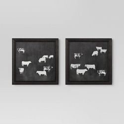 (Set of 2) 12" x 12" Cow Collection II Framed Wall Canvases - Threshold