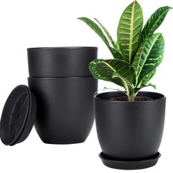 New Planters for Indoor Plants with Saucer, 5.5in Nursery Pots with Drainage Holes, 3 Pack Modern Window Boxes Flower Plant Pot for All Garden House P