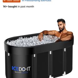 129 Gal XL Large Oval Ice Bath Tub for Athletes, Collapsible 