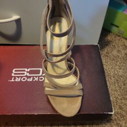 Taupe Strappy Heels W Zipper 