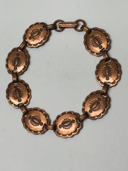 Vintage Southwestern Copper Concho Link Bracelet