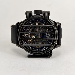 Invicta Vintage Black Crossbar Day Date Leather Band Watch 20256