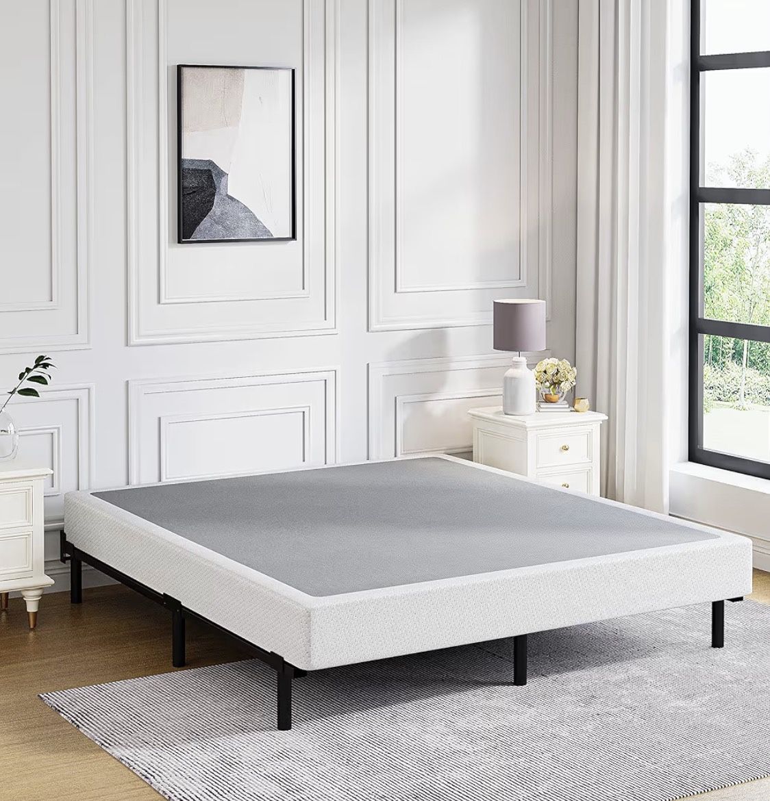 Queen Box Spring 5 Inch High Profile Strong Metal Frame Mattress Foundation Quiet Noise FreeEasy Assembly 3000lbs Max Weight Capacity Retail $80