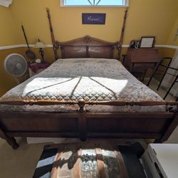 Solid Maple Cal-King Bed, Mattress & Box Springs 