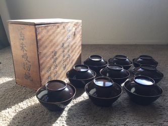 Antique Japanese Lacquered wood bowls