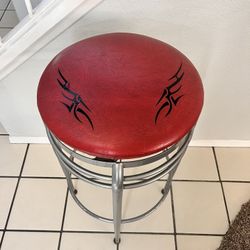Red Leather Diner Stool