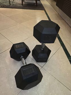 80lb Rubber Hex Dumbbells (Pair)