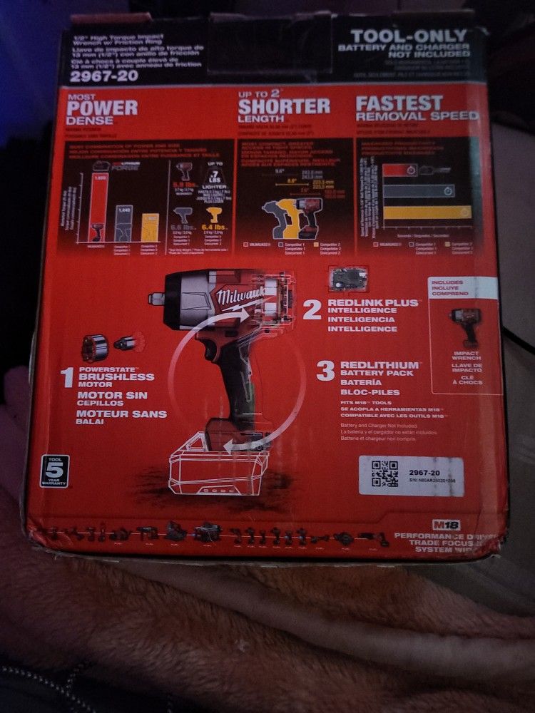 Brand New Milwaukee M18 Fuel Half Inch High Torque Impact Wrench With Friction Ring