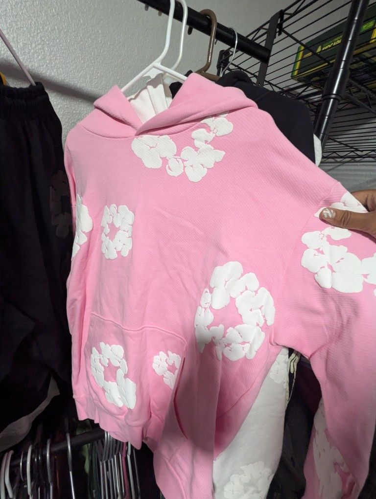 Pink Denim Tear Hoodie