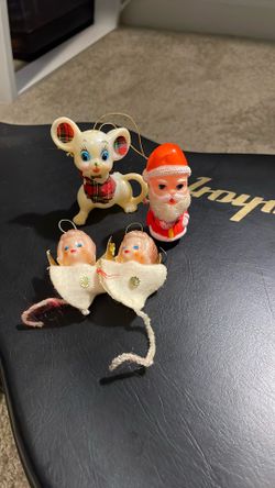 VTG CHRISTMAS ORNAMENT LOT SANTA PIN JAPAN 1950’ Rare Unique Lot 
