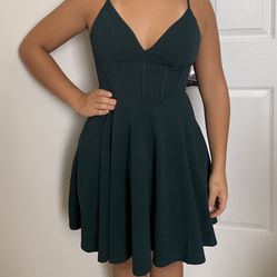 Dark Green, Corset Type, 3/4 Dress