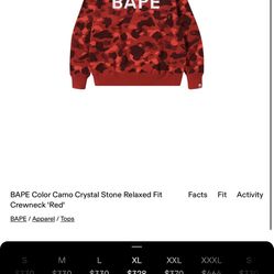 Xl Bape crewneck 