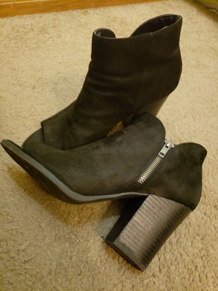 Black Open Toe Booties