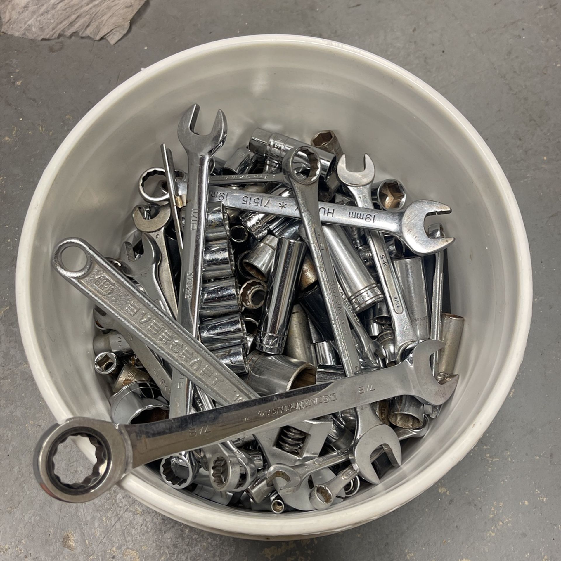 Bucket Full Of Sockets And Wrenches A lot Of USA Sockets