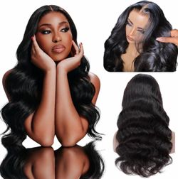 13x6 Body Wave Wigs Human Hair, 200 Density 13x6 HD Lace Frontal Wig, Pre Plucked Natural Hairline with Baby Hair, Bleached Knots, Non-Slip Band, Soft
