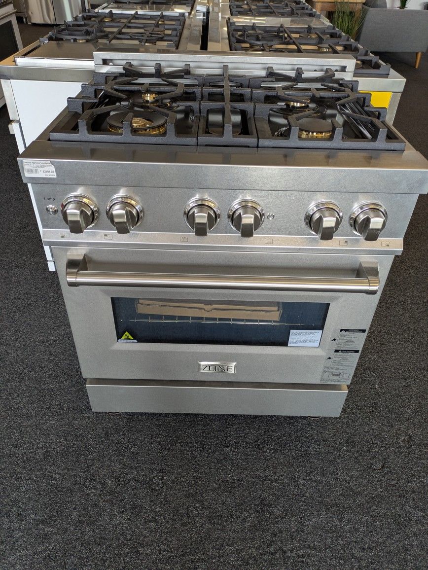 ZLINE RASSNBRGR30
30 Inch Pro-Style Dual Fuel Range with 4 Sealed Burners,