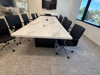 Refurbished like new Steelcase Payback Borghini Marble table black base ANY SIZE or COLOR