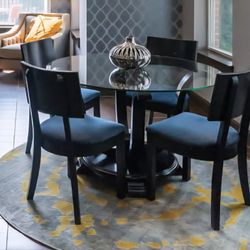 Glass Top Table With 4 Chairs 