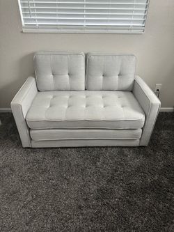 Light Gray Tufted Loveseat Sofa