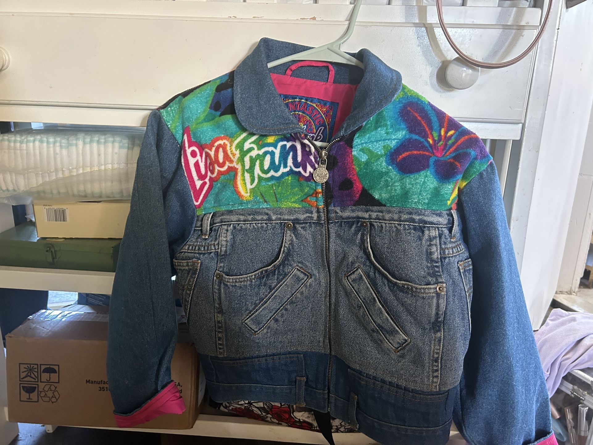 Lisa Frank Hunter Denim Bomber Jacket -small - Amazing Condition - RARE!