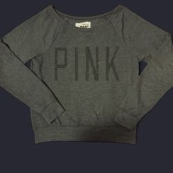 Victoria’s Secret PINK Off The Shoulder Grey Sweatshirt