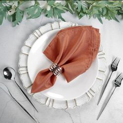 BRAND NEW!!! Terracotta Polyester Linen Dinner Cloth Napkins, Reusable Linen | 17"X17" | Washable