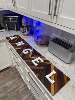 Custom Wood Mosaic Name Sign – ANGEL
