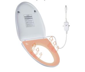 Heated Toilet Seat, Bidet Attachment for Toilet, Elongated Toilet Seat, 3-Speed Heating Mode & Earth Leakage Protection, with Temperature Display and 