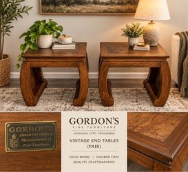 Vintage Gordon’s Sculptural Wood End Tables – Refinished Pair
