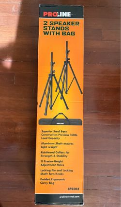Proline SPS502 Speaker Stands (2-Pack) w/ Carrying Bag — NEW, Sealed
