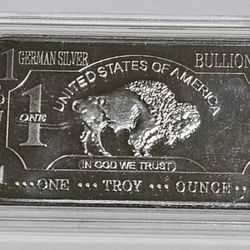 1 Oz Each German Silver Buffalo Bar