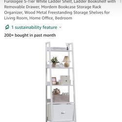 5 Tier White Ladder With Drawer New In Box Not Assembled 