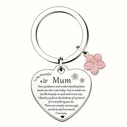 Mom, Mum, Mommy, Mamá Keychain. Llavero De Mamá. Strong Fearless Warm Loving. Thank You. Love You Momma. Flower Charm