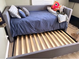 Emmerson IV Grey Full Upholstered Daybed With Pull-Out Twin Trundle