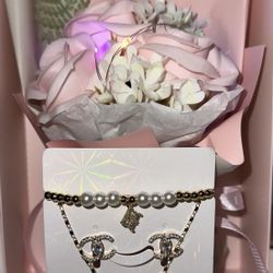 Bouquet Rose And jewelry Set (Laminated Gold)