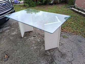 Heavy duty glass top dining room table