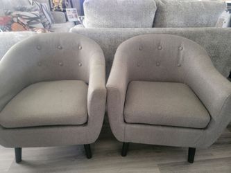 Pair of Grey Tub Accent Chairs