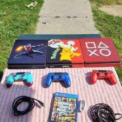 Great Conditions Playstation 4 Slim 2018 PS4 Slim 1TB 1,000GB with 1 Game installed & 1 New controller $200!! GTA5 is $20! Extra