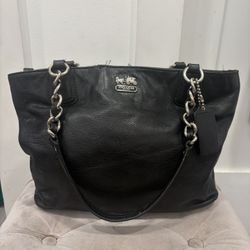 Women’s  Vintage Black Leather Shopper