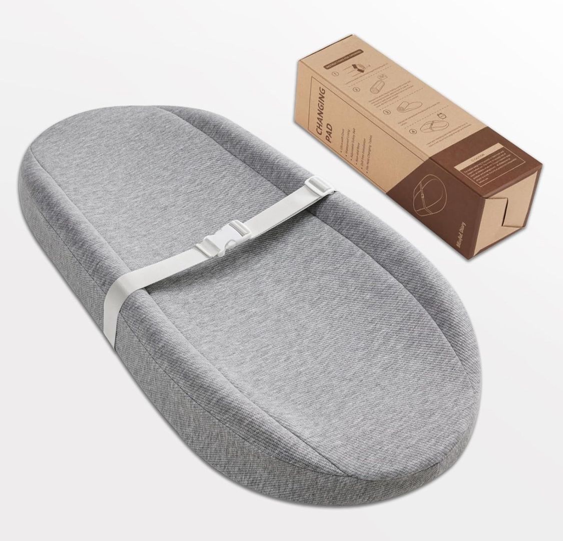 Blissful Changing Pad Ultra Soft Cover Waterproof Lining Adjustable Safety Belt Non Skid Base Fits Most Changing Tables.   Drill free installation  Fo