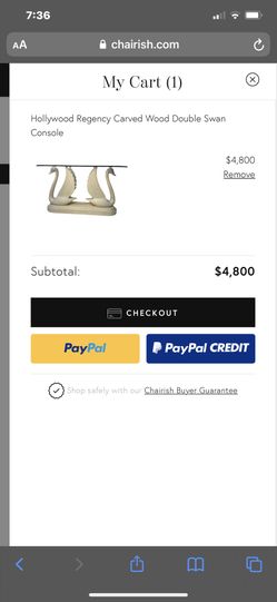 Hollywood regency carved wood double swan console