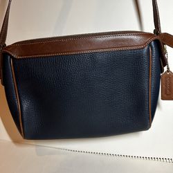 Vintage Genuine leather navy blue & brown Coach crossbody purse
