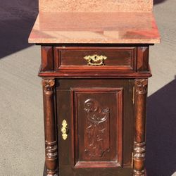 Antique Nightstand With Marble Top
