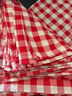 88 Red & White Gingham Cloth Napkins – Used Once