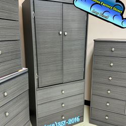 Grey Wardrobe Tall Closet Ropero Nuevo Mueble Armoire 