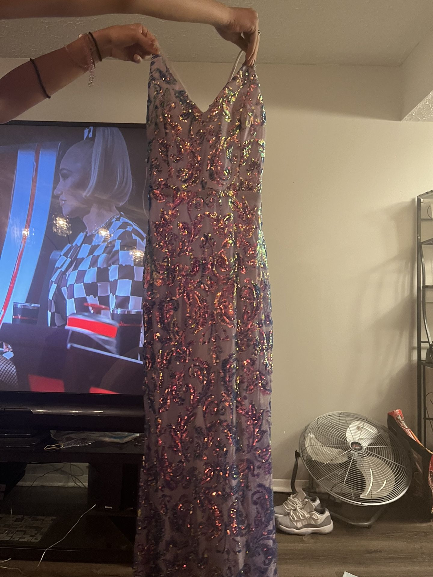 purple sequin dress 